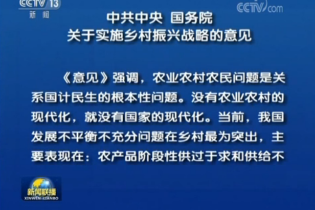中共中央 国务院关于实施乡村振兴战略的意见