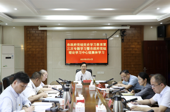 资兴市政府党组开展党史学习教育第三次专题学习暨理论学习中心组集体学习